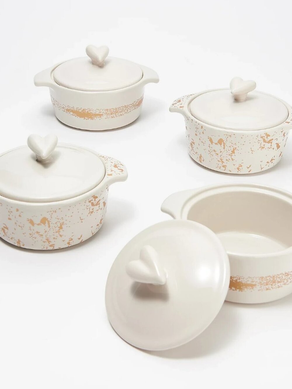 Ayesha Curry 4-Piece 10-oz Mini Casseroles with Gold Detail